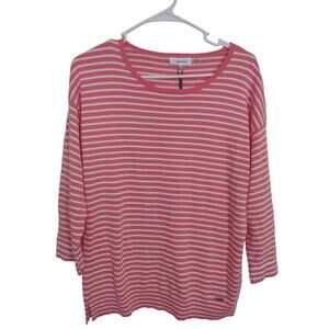 Calvin Klein Striped Lightweight Top Pink/White Size Small Classic‎ Preppy